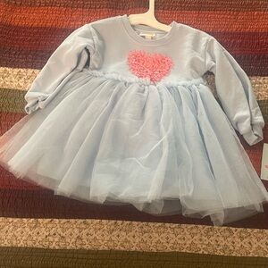 Cat & Jack Light Blue Dress with Pink Heart